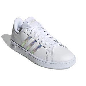 ADIDAS Grand Court Cloudfoam Tennis Shoes (aluminum stripes/holographic)